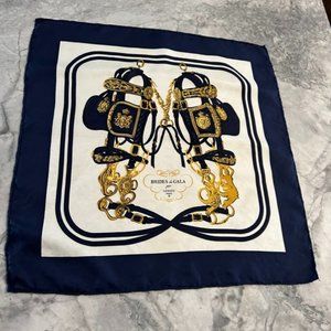 Hermes silk scarf /pocket square, vintage Brides de Gala, 17" Made in France